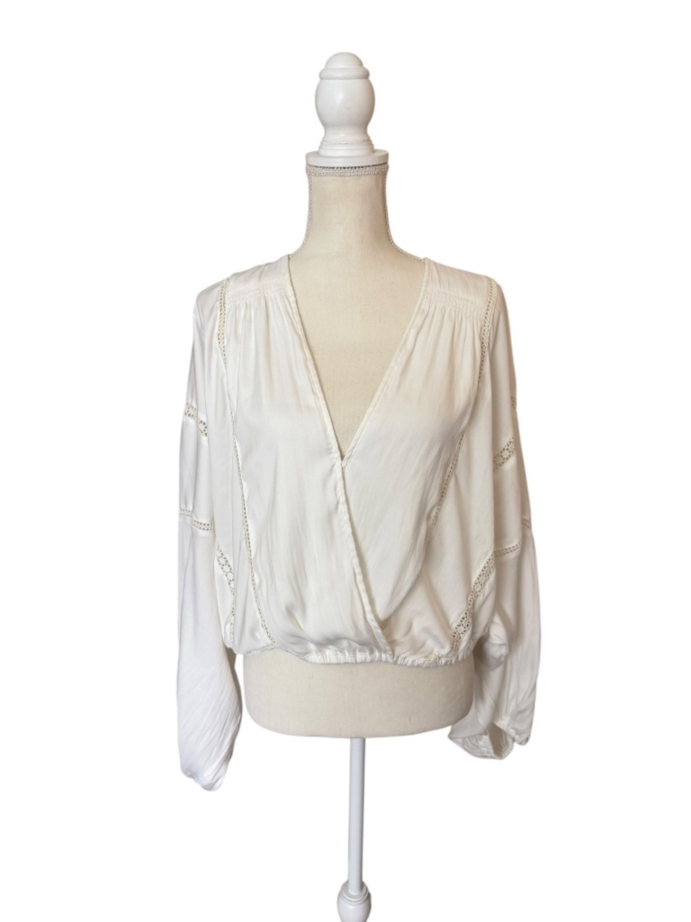 Free People White Asymmetrical Wrap Boho Blouse‎